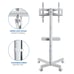 White Mobile TV Stand for TVs up to 60 Metal Cart