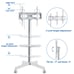 White Mobile TV Stand for TVs up to 60 Metal Cart