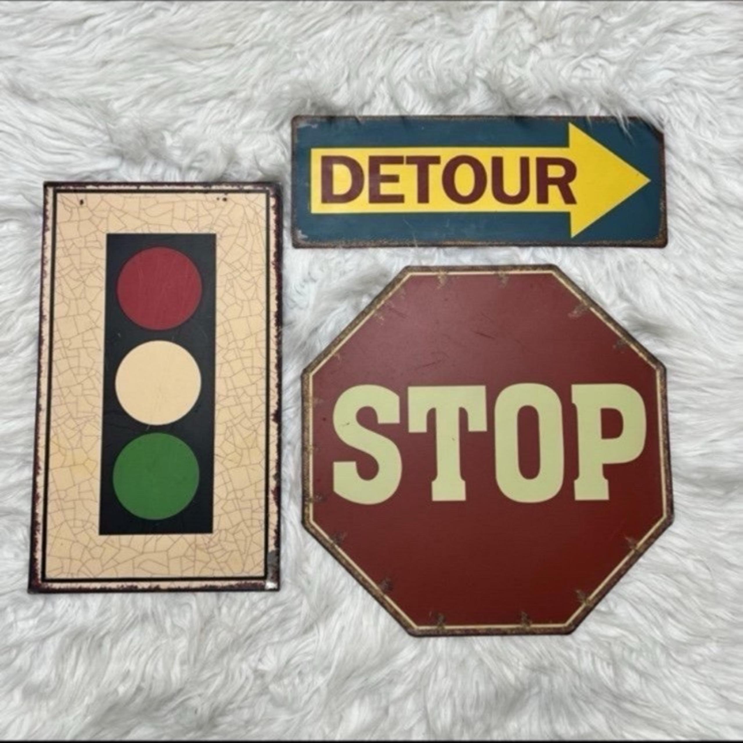 Hobby lobby distressed stop sign construction decor