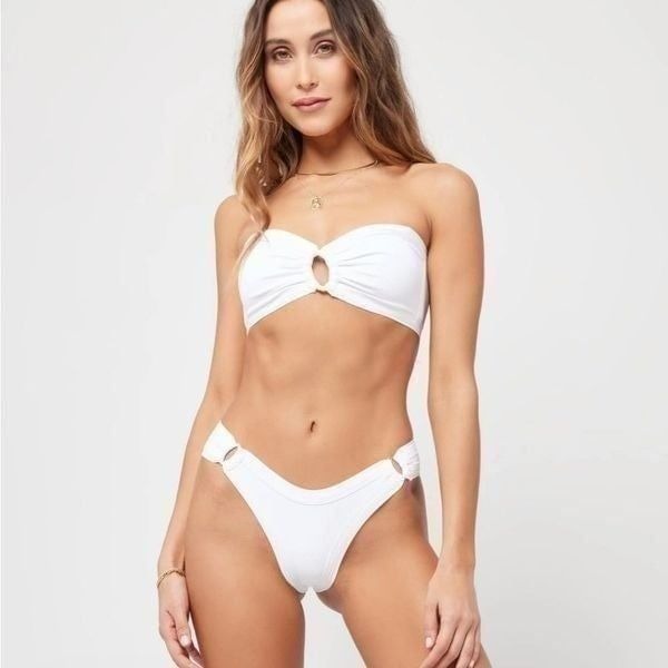 NWT L*Space Ribbed Maya Top & Anna Bitsy Bottom SET Large in White