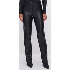 Good American Women's 14 Faux Leather Straight Leg Pants Black Bikercore Punk