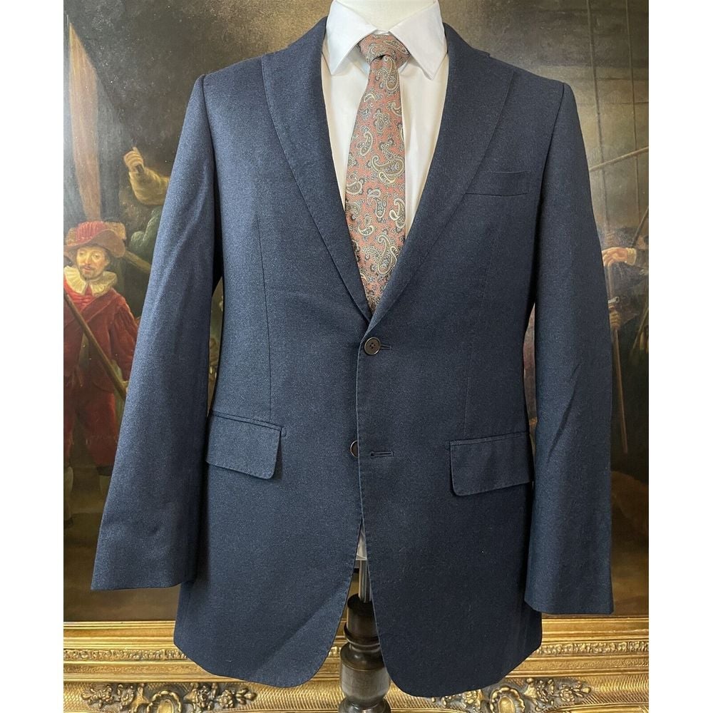 The Suit Company 38R Reda Super 110's Wool Flannel Dark Blue Gray 2Btn Blazer