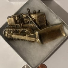 Vintage Metal Belt Buckle, Bulldozer, Scraper, Construction, Earth Moving