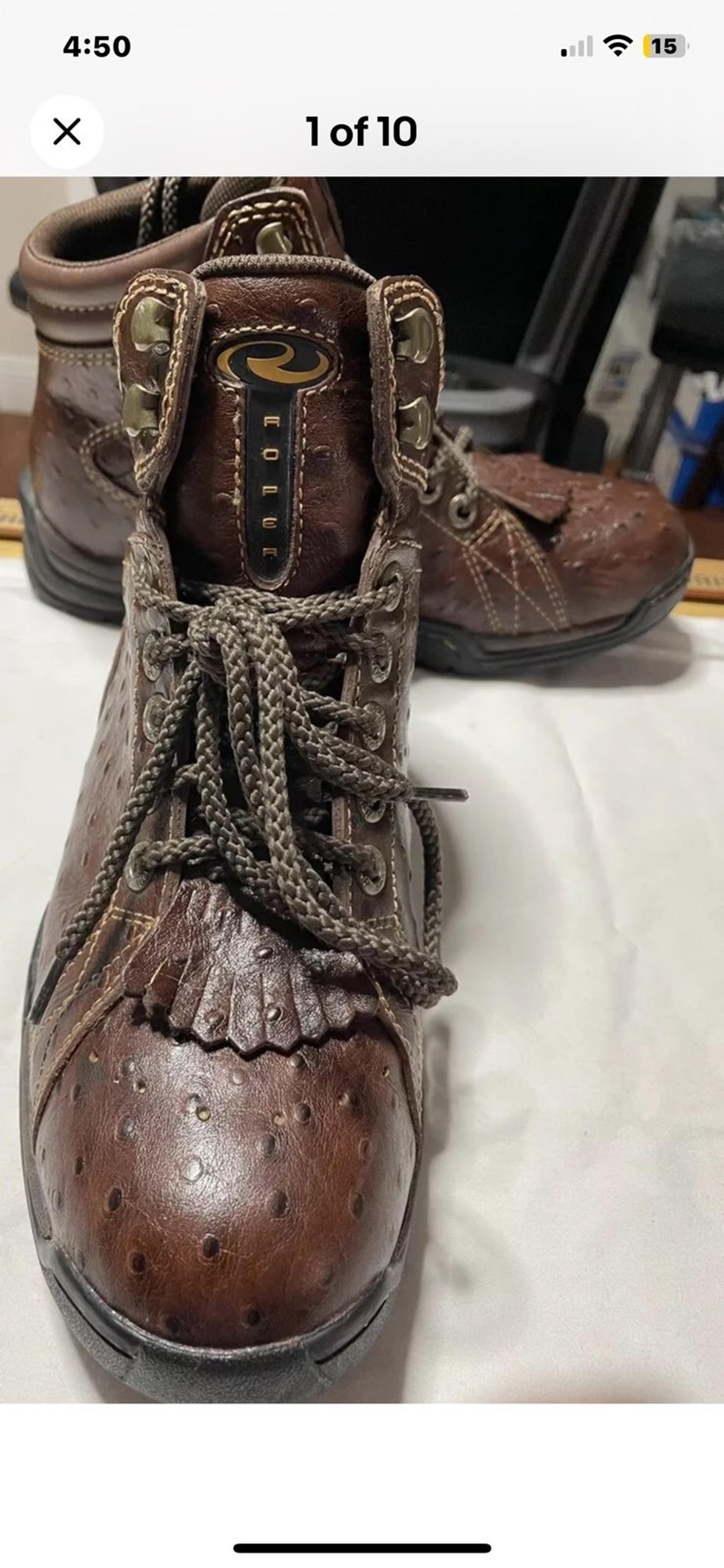 ROPER  HIKING BOOTS BROWN OSTRICH WM SIZE 9 #21-351-850