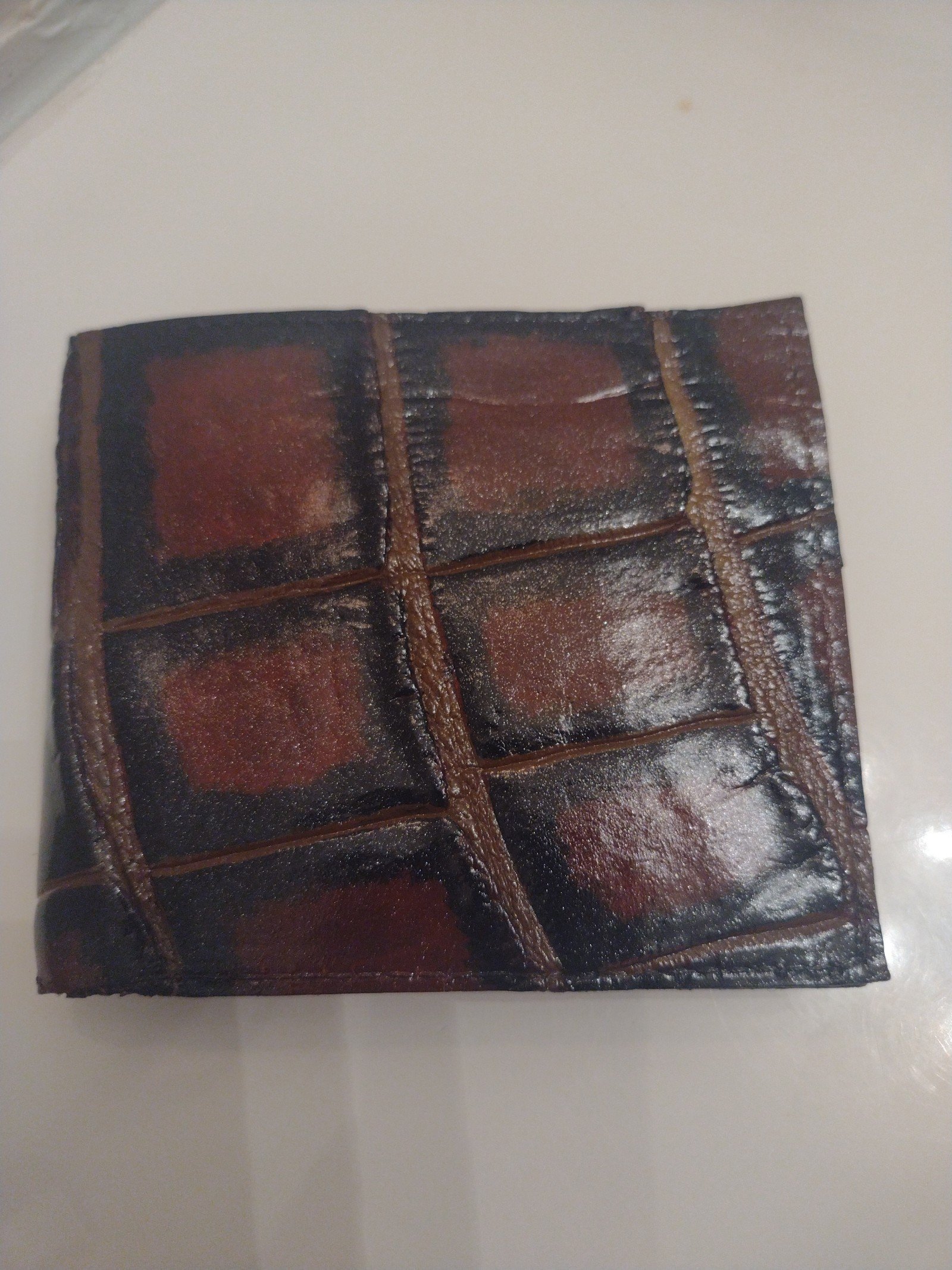 alligator/ Lizard Skin red brown double sided wax patina men's Wallet