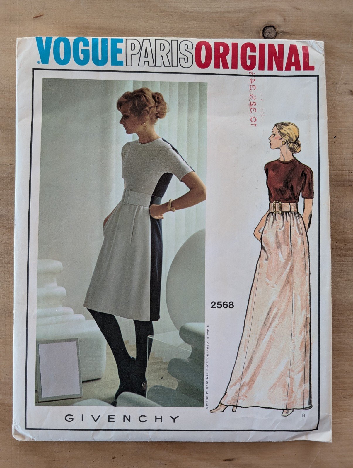 Vogue Paris Original Givency 2568 Women's Vintage Dress Pattern Size 10 Uncut
