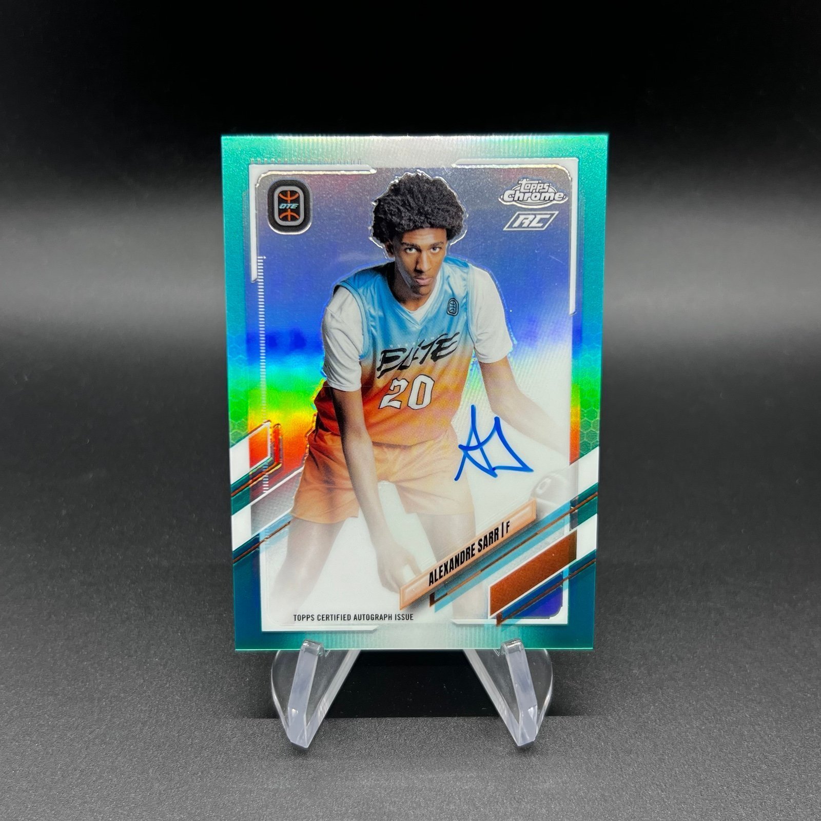 Alexandre Sarr 2021-22 Topps Chrome OTE Rookie Card Aqua Autograph /99 #CA-AS2