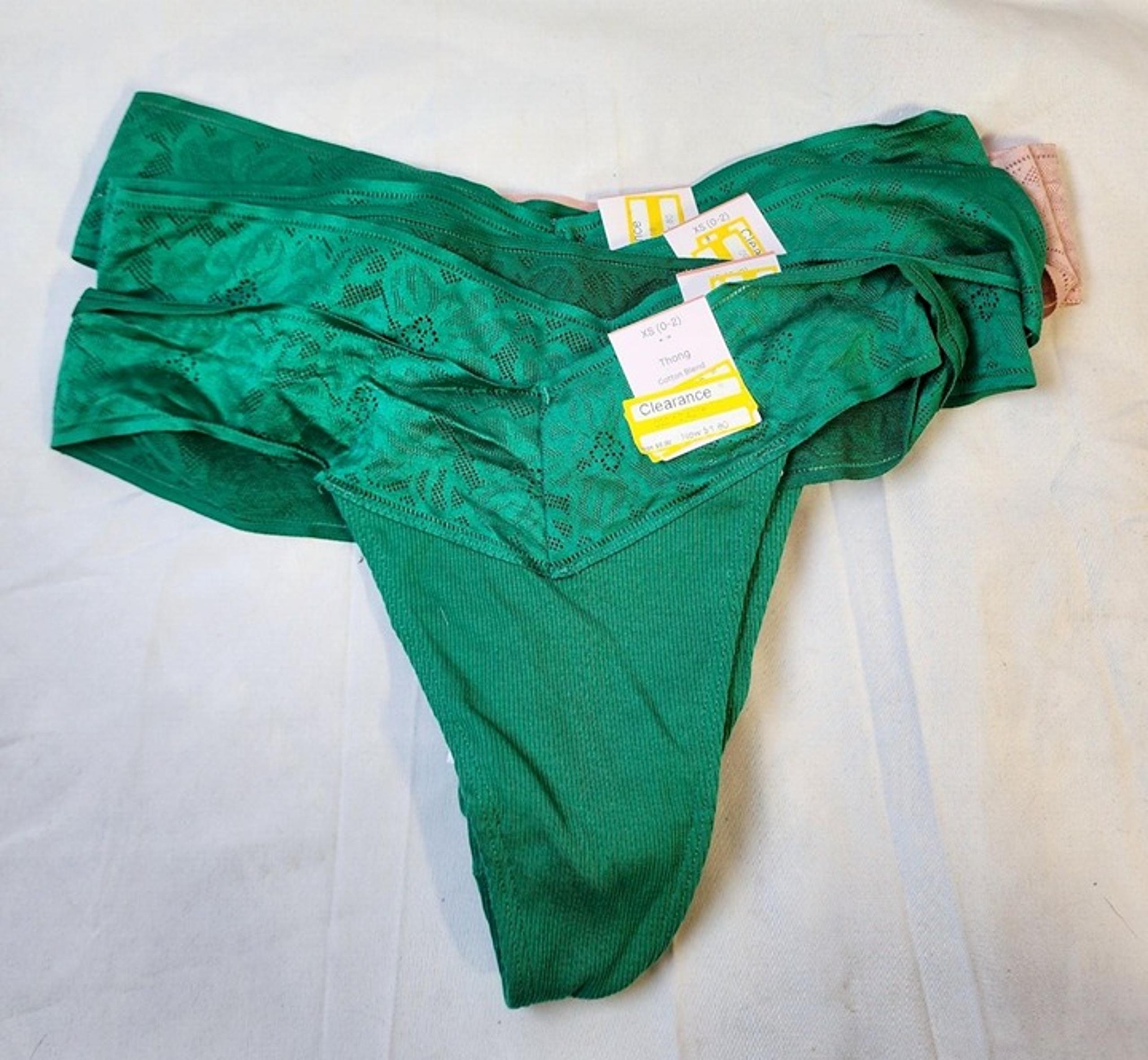 New Auden Women's Pink & Green 6 Pack Low-Rise Cotton Blend Thong Underwear XS