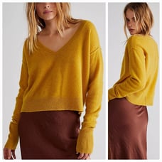 New Free People Stellar Cashmere Pullover Sweater 158 X-SMALL Lime