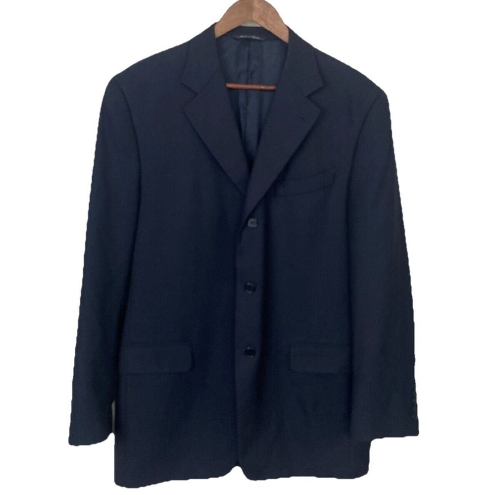 CANALI PROPOSTA Mens Navy 3 Btn Wool Suit Jacket 42R US Italy Classic Prep FLAW
