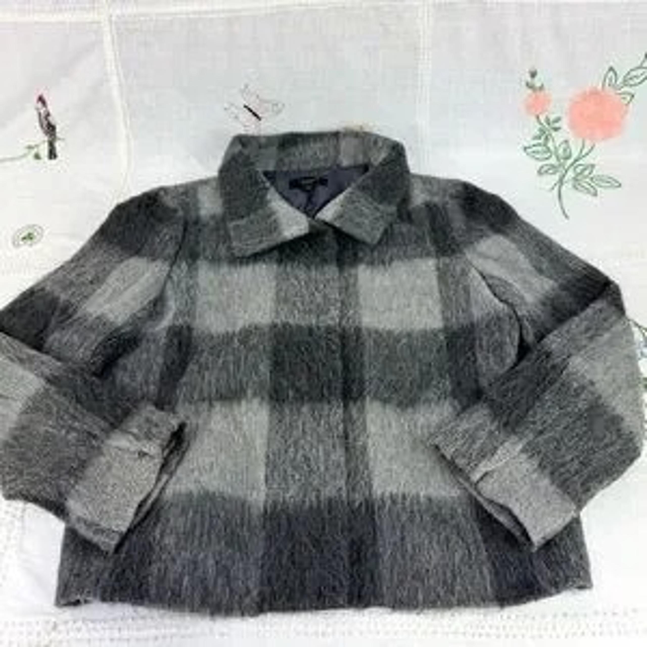 Talbots Gray Plaid Wool Blend Jacket Plus Size 16 Alpaca Soft Classic Outerwear