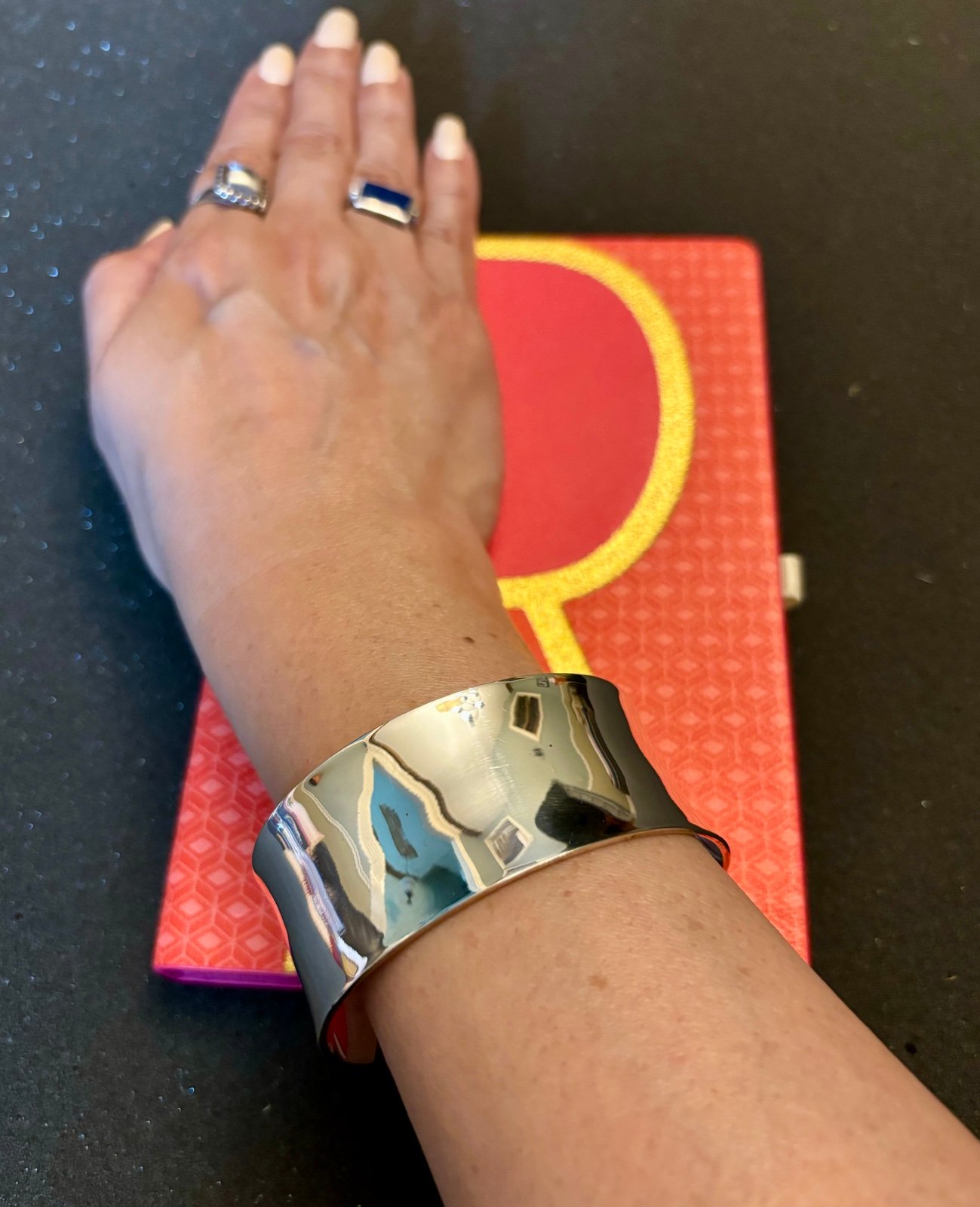Modernist Sterling Silver Wide Cuff Bracelet