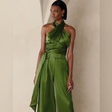 NWT! BANANA REPUBLIC CHARMED GREEN GIANA SILK HALTER TOP - Size 6
