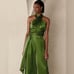 NWT! BANANA REPUBLIC CHARMED GREEN GIANA SILK HALTER TOP - Size 6