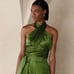 NWT! BANANA REPUBLIC CHARMED GREEN GIANA SILK HALTER TOP - Size 6