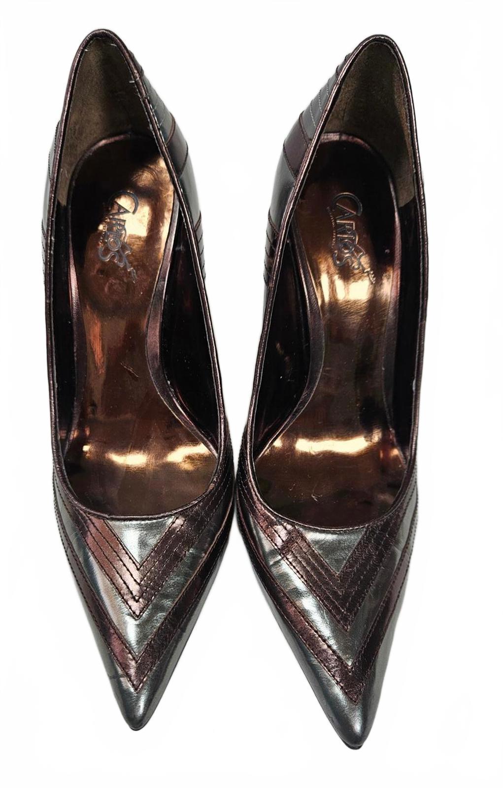 Carlos Santana Casino Metallic Pewter & Bronze Stiletto Pointed Toe Heels 7M