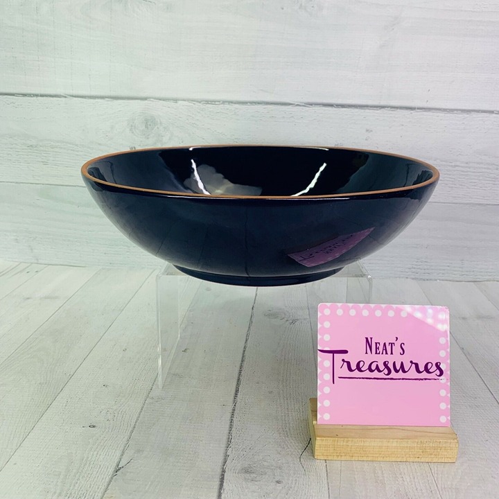 Vintage Dansk VILLA COBALT BLUE Terra Cotta Trim Portugal Round Serving Bowl