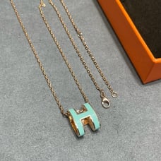 Pale green enamel necklace