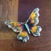 Vintage Monet monarch butterfly shell stone brooch