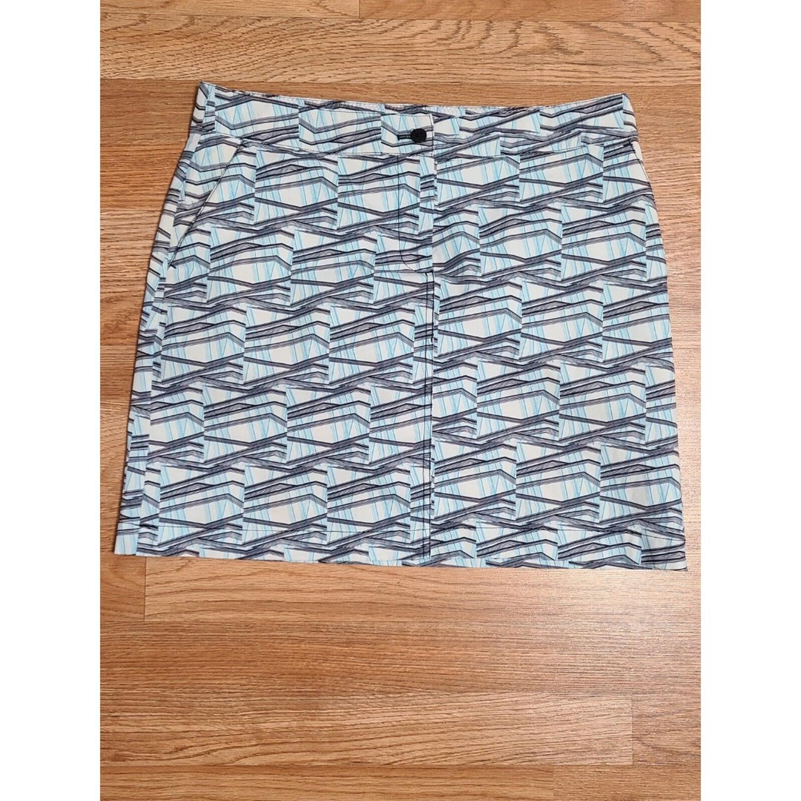 Annika Cutter & Buck White Bright Green Pattern Golf TennisSkirt Skort Sz 8