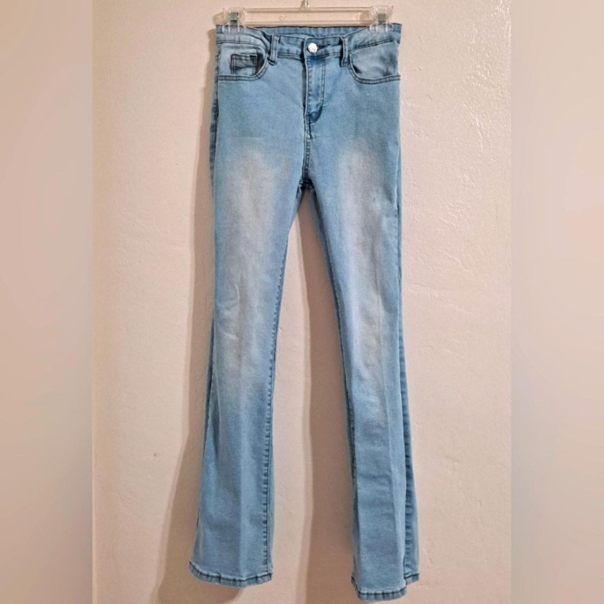 Women's Bootcut Jeans Pink Tint Butterfly Pocket Size 6 Stretch Slight Flare