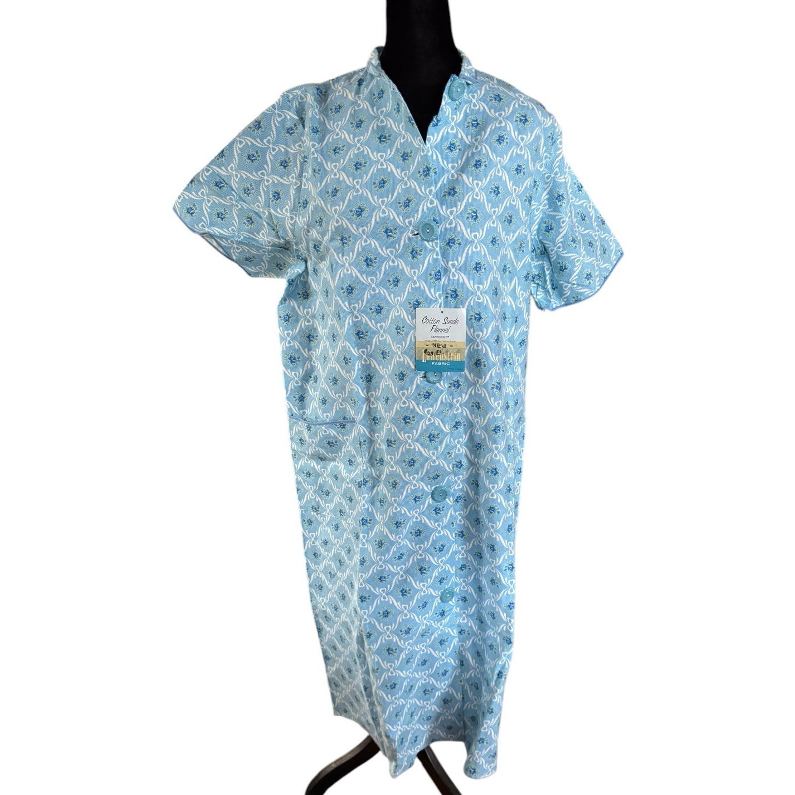 VTG Nightgown Medium Cotton Suede Flannel Sanforized Lowenstein Pajamas Night