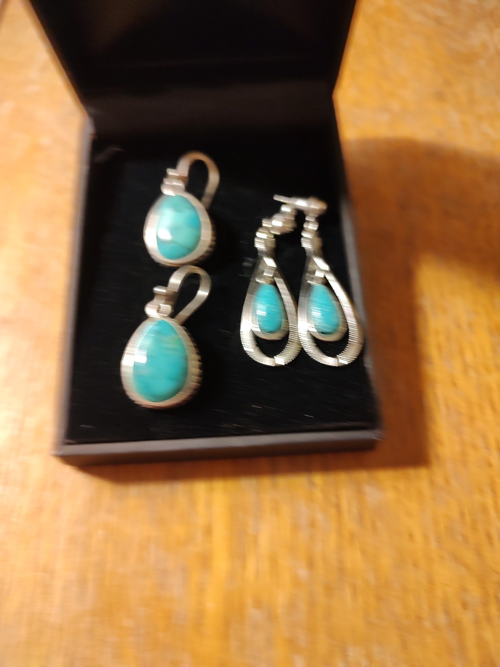 3 Sets of Earrings Turquoise and Silver