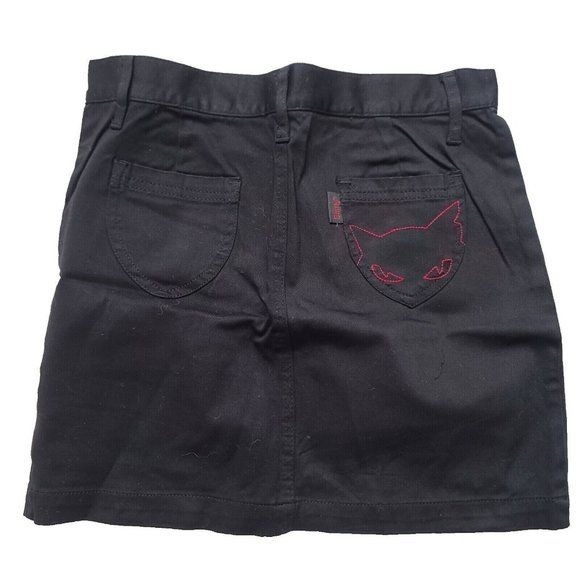 Vintage Emily the Strange Mini Skirt, Cat, Embroidered, Black, Size 11
