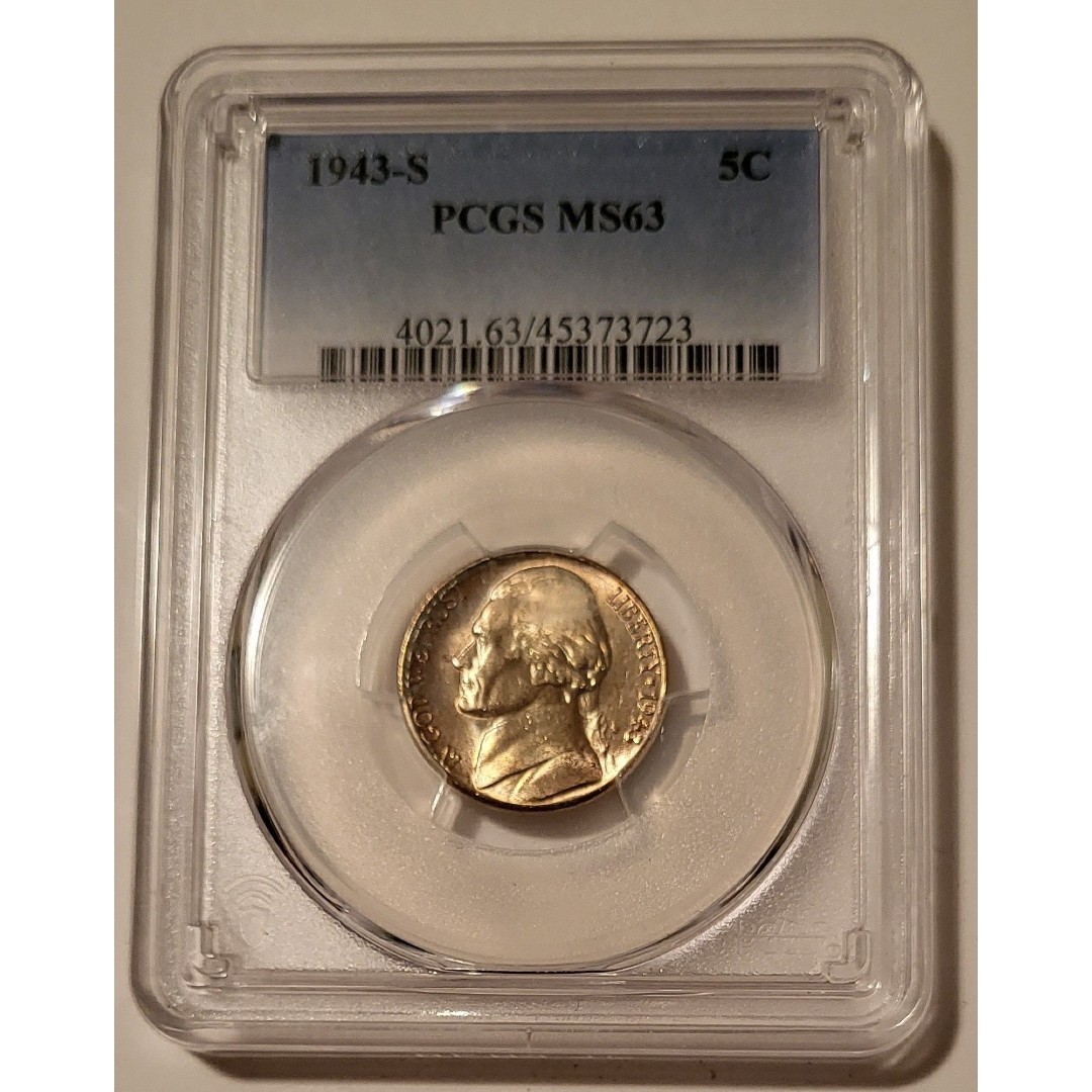 1943 S Jefferson Silver Nickel MS63 PCGS