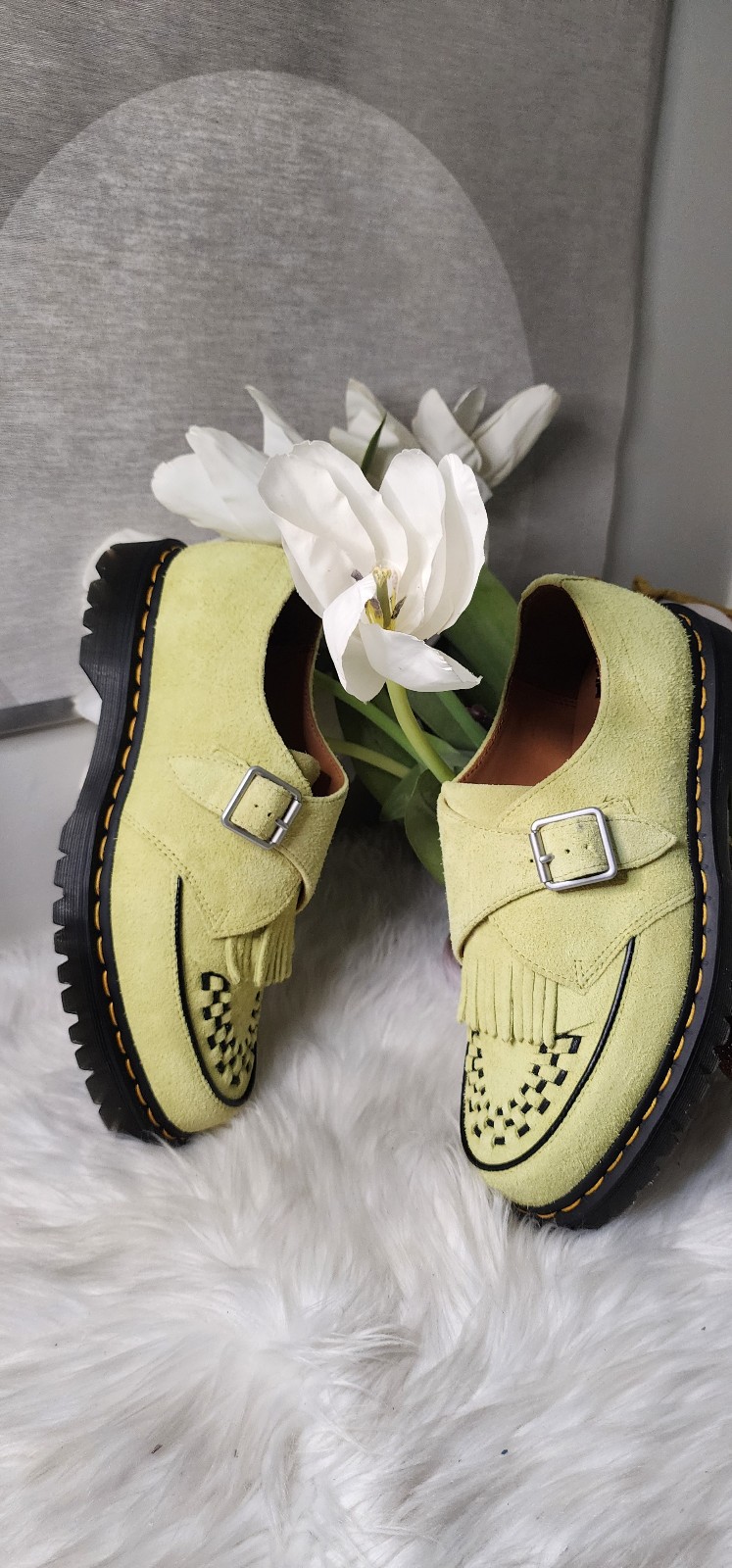 Dr Martens Ramsey Suede Kiltie Buckle Creepersin Lime Green mens 11 new
