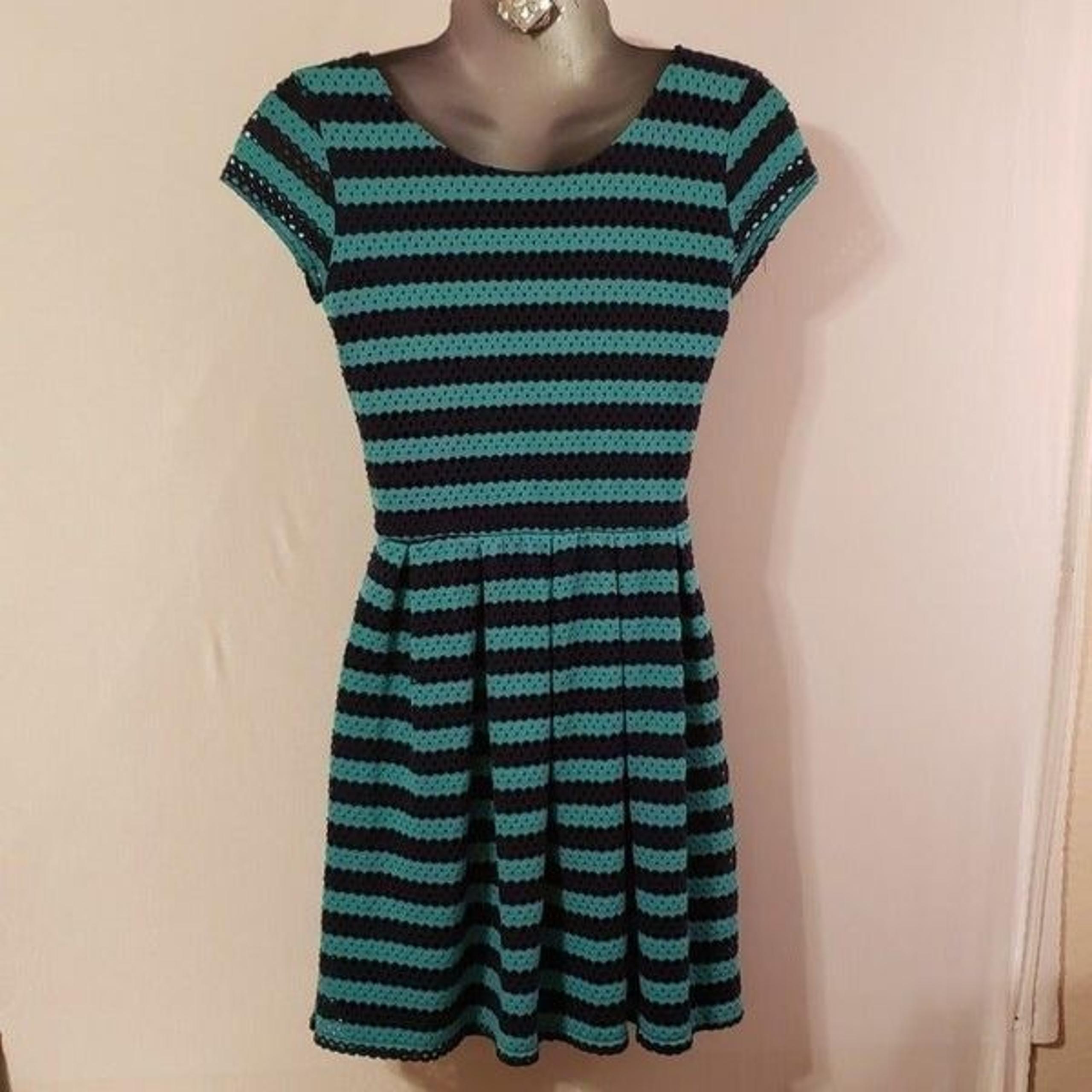 Small green black striped dress