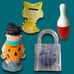 Coin Bank Lot of 4 Cat Fred Flintstone Lock Bowling Pin Vintage Collection Kitty