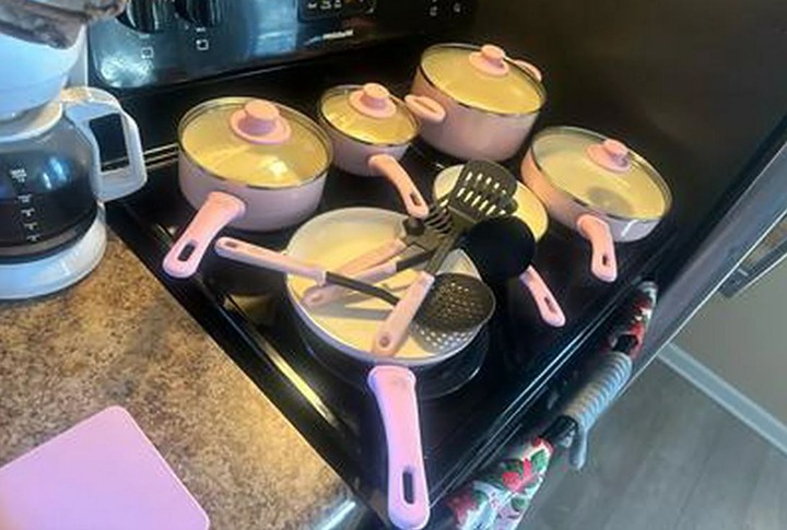 Pink 18-Piece Soft Grip Toxin-Free Healthy Ceramic Non-Stick Cookware Set