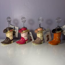 Cowgirl Boots & Hat Memo Holder/ Paperweight