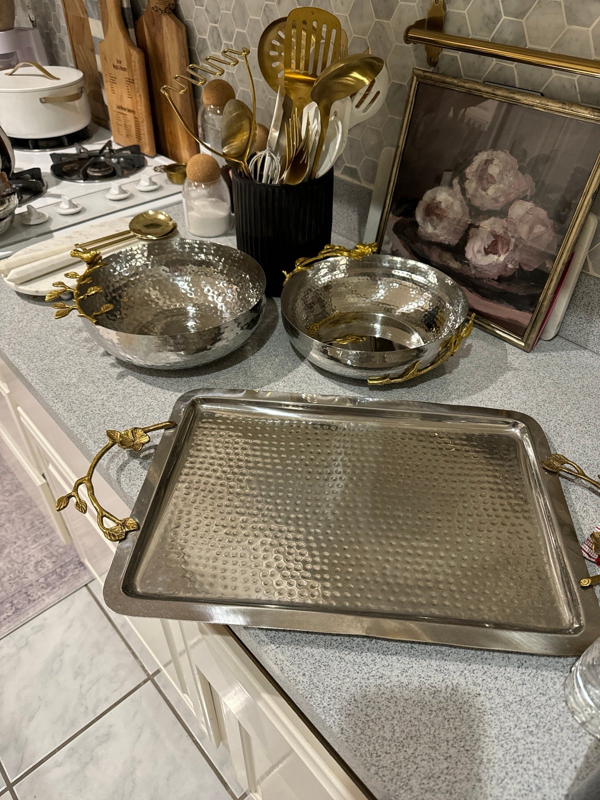 Multitone bowls and tray
