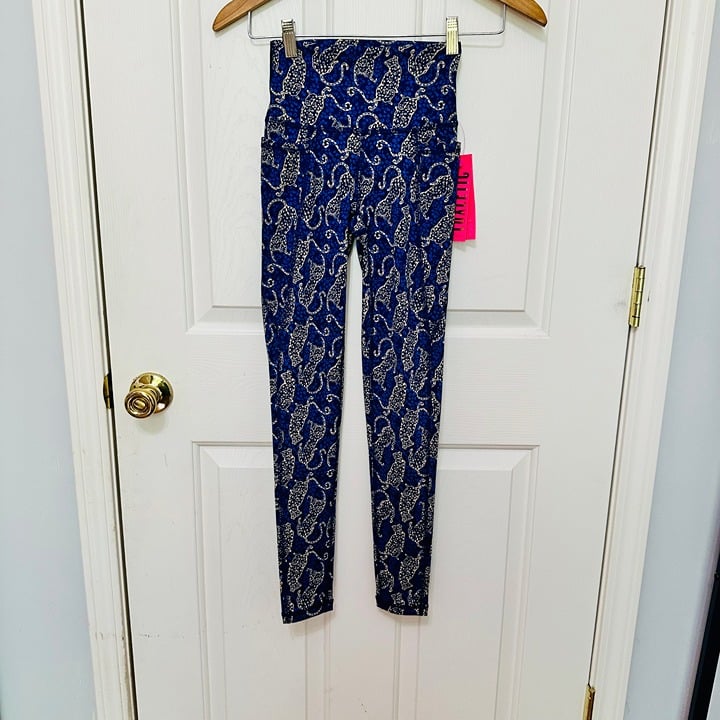 LILLY PULITZER LUXLETIC UPF 50+ SOUTH BEACH HIGH RISE LOW TIDE NAVY LEGGING 114