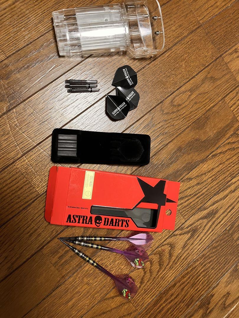 ASTRA DYNASTY ダーツセット 紫 フライト、透明ケース付き ダーツケース ダイナスティー エルスタイル DYNASTY× KRYSTAL