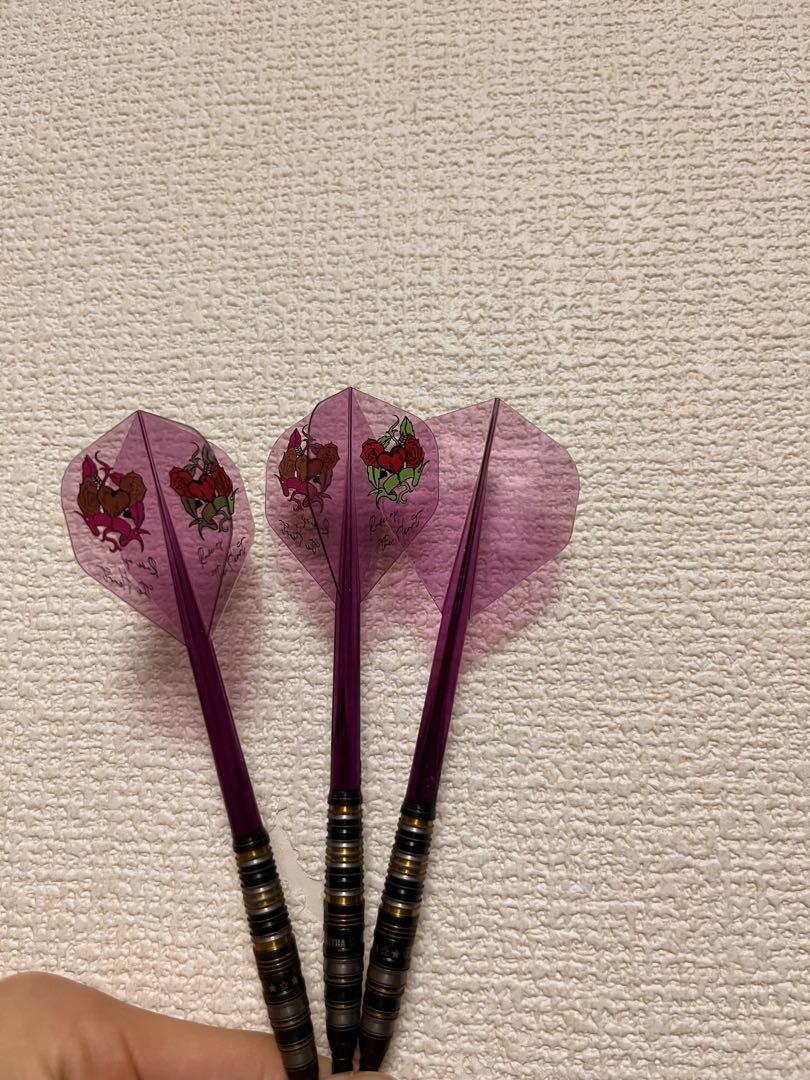ASTRA DYNASTY ダーツセット 紫 フライト、透明ケース付き ダーツケース ダイナスティー エルスタイル DYNASTY× KRYSTAL