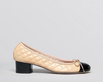 PAUL MAYER TITOU 100% Leather Quilted Block Heel-Size 7.5- Camel/ Black Patent