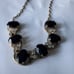 Vintage 18in Onyx-Like, with Faux Diamond Necklace Embellishments Gold-Tone 18in