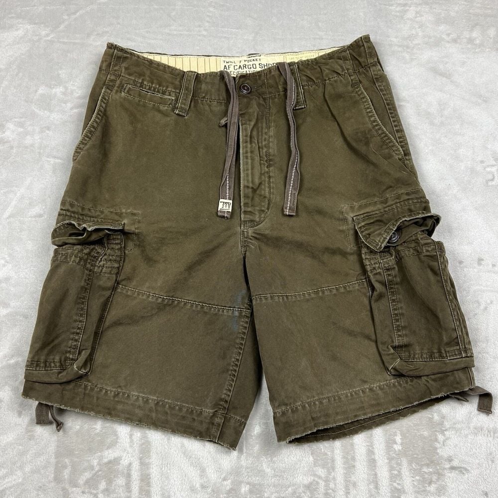 Abercrombie & Fitch Military Brown Twill Cargo Shorts Men's 32 Combat Y2K