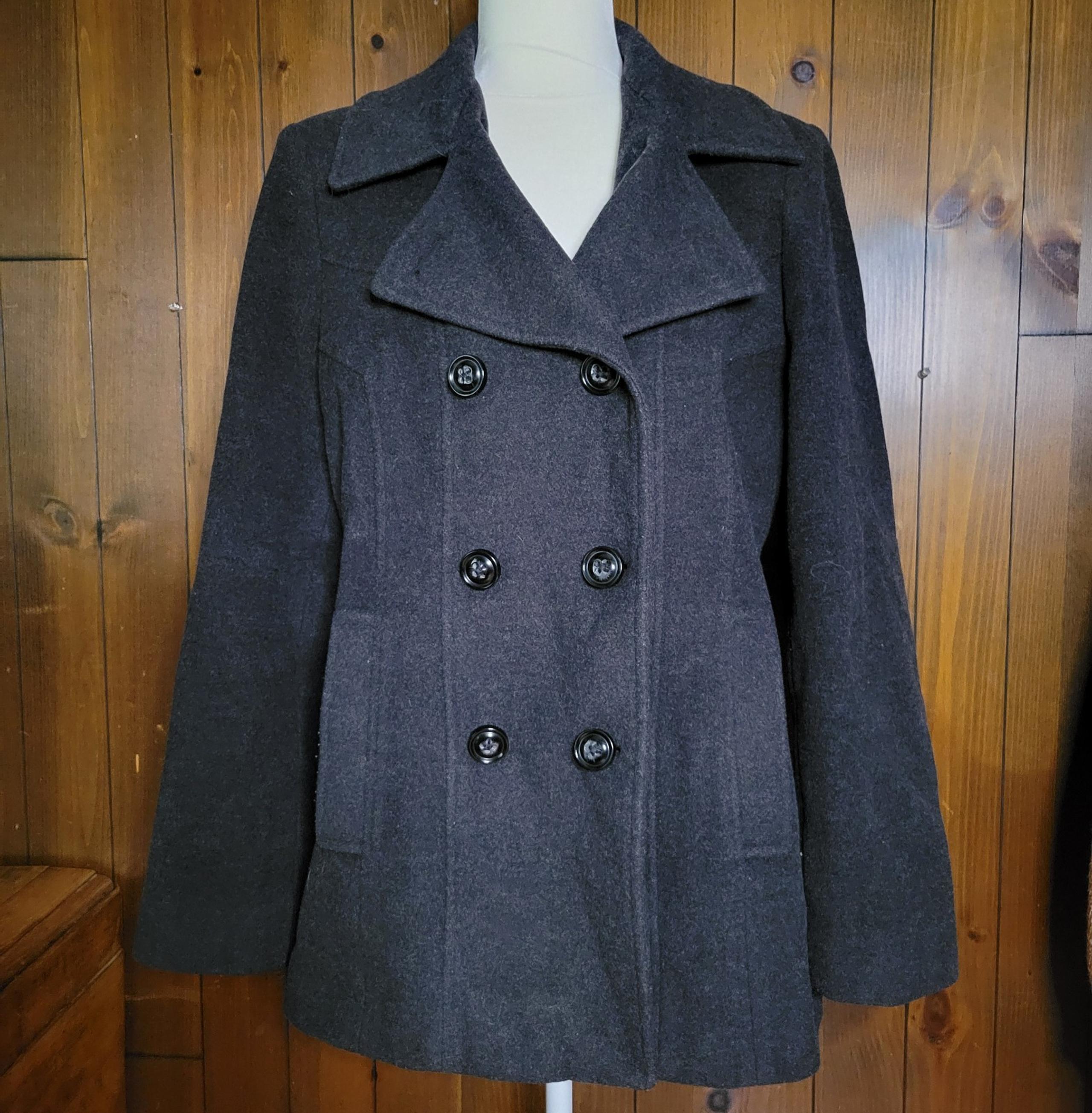 Croft & Barrow Women’s Wool Large L Peacoat Black Jacket