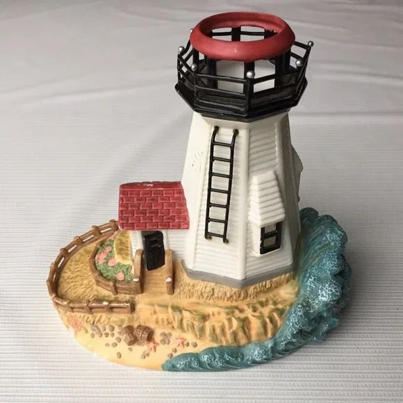 Light Lighthouse Sculpture Figurine Candle Holder Nautical
