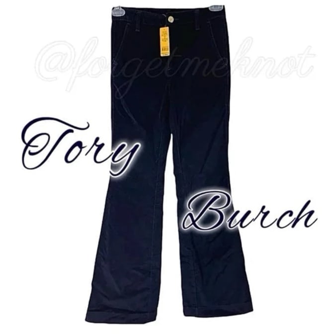Women’s Tory Burch Nwt Navy Velvet Flare Pants (26” Waist)