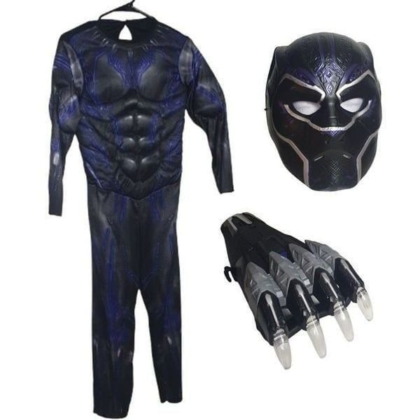 Kids Black Panther Costume Muscle Chest Mask & Light up Claw Size M