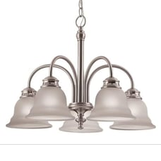 FALLSBROCK 5-Light Chandelier with Adjustable Chain, Frosted Glass Brushed Nicke