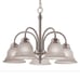 FALLSBROCK 5-Light Chandelier with Adjustable Chain, Frosted Glass Brushed Nicke
