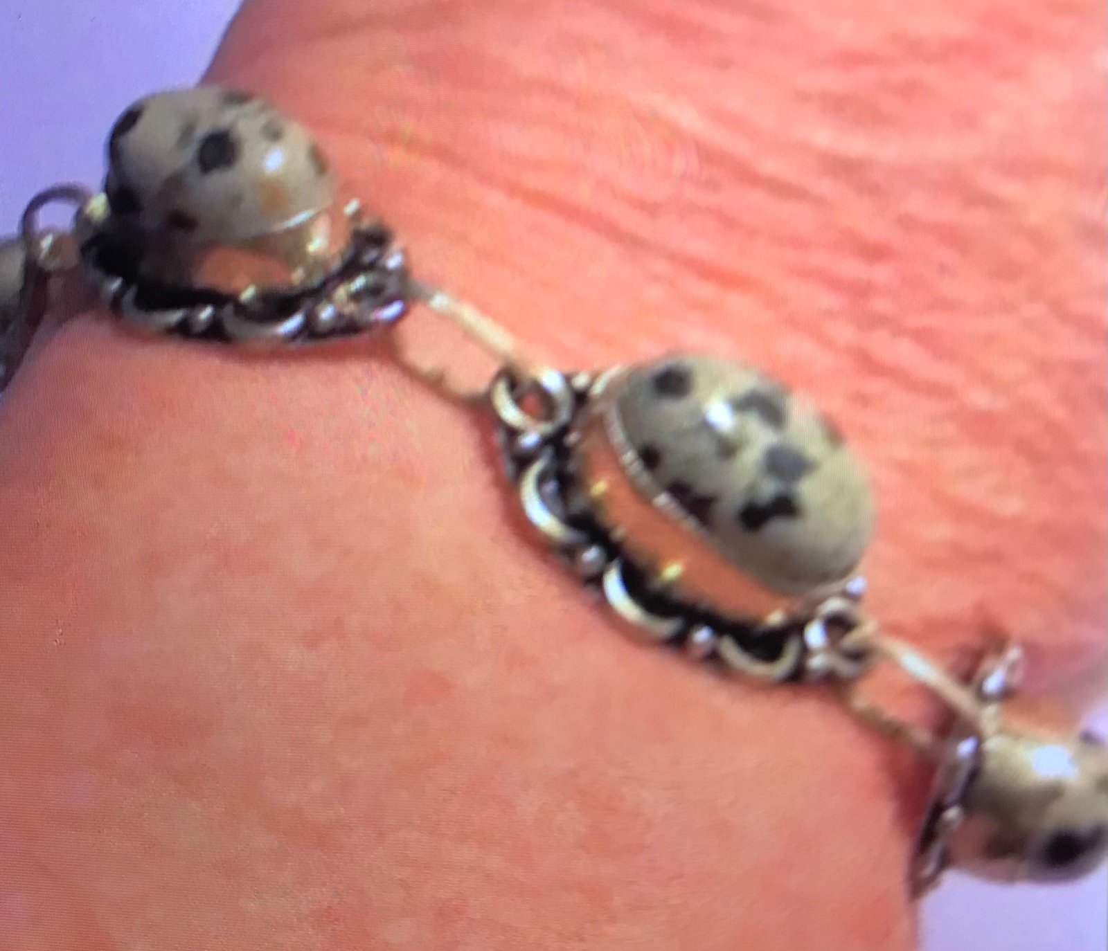 Dalmatian Jasper 925 Sterling Silver Bracelet