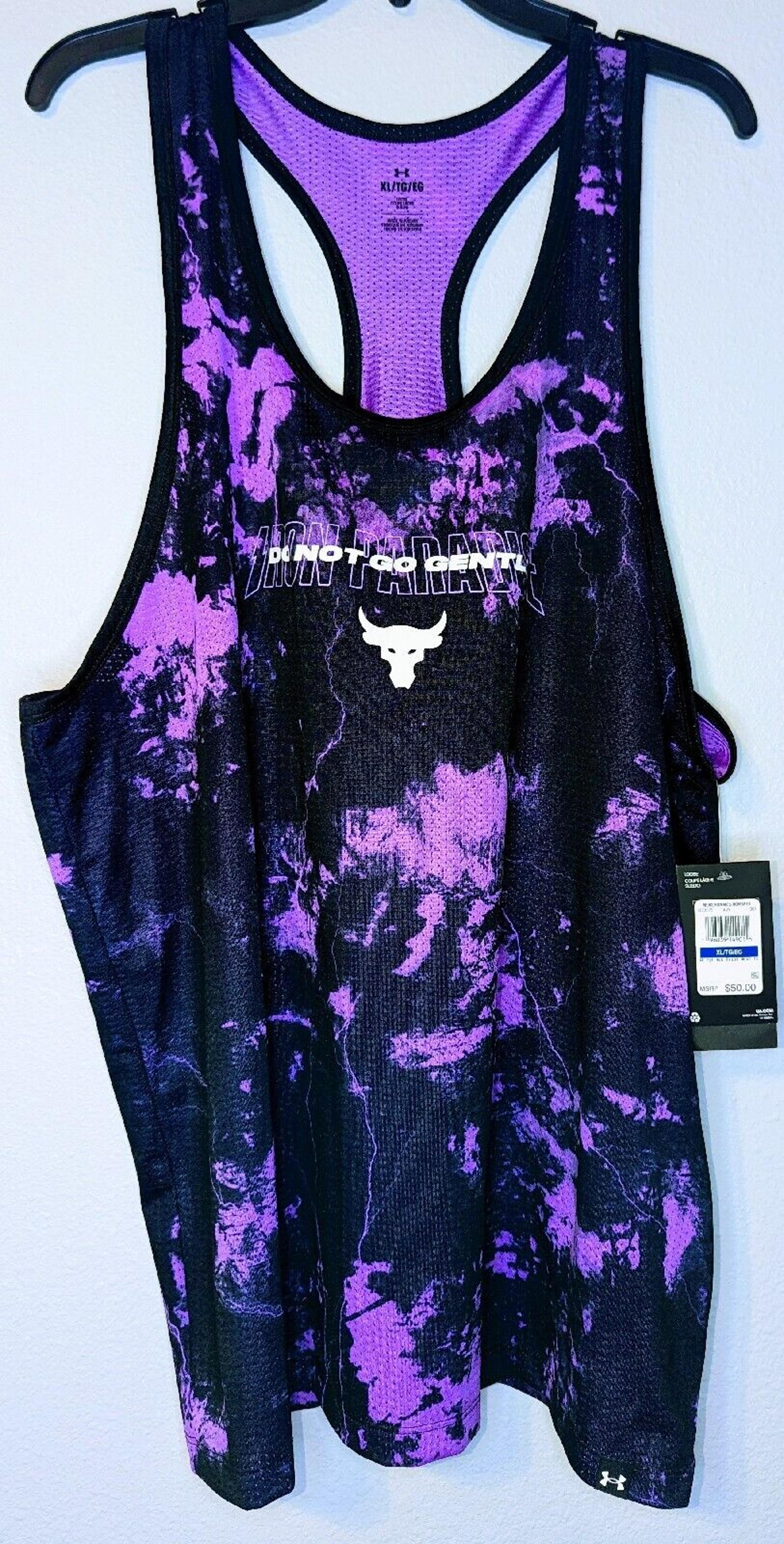 Under Armour Project Rock Print Mesh Tank Top Black/Lunar Purple XLARGE