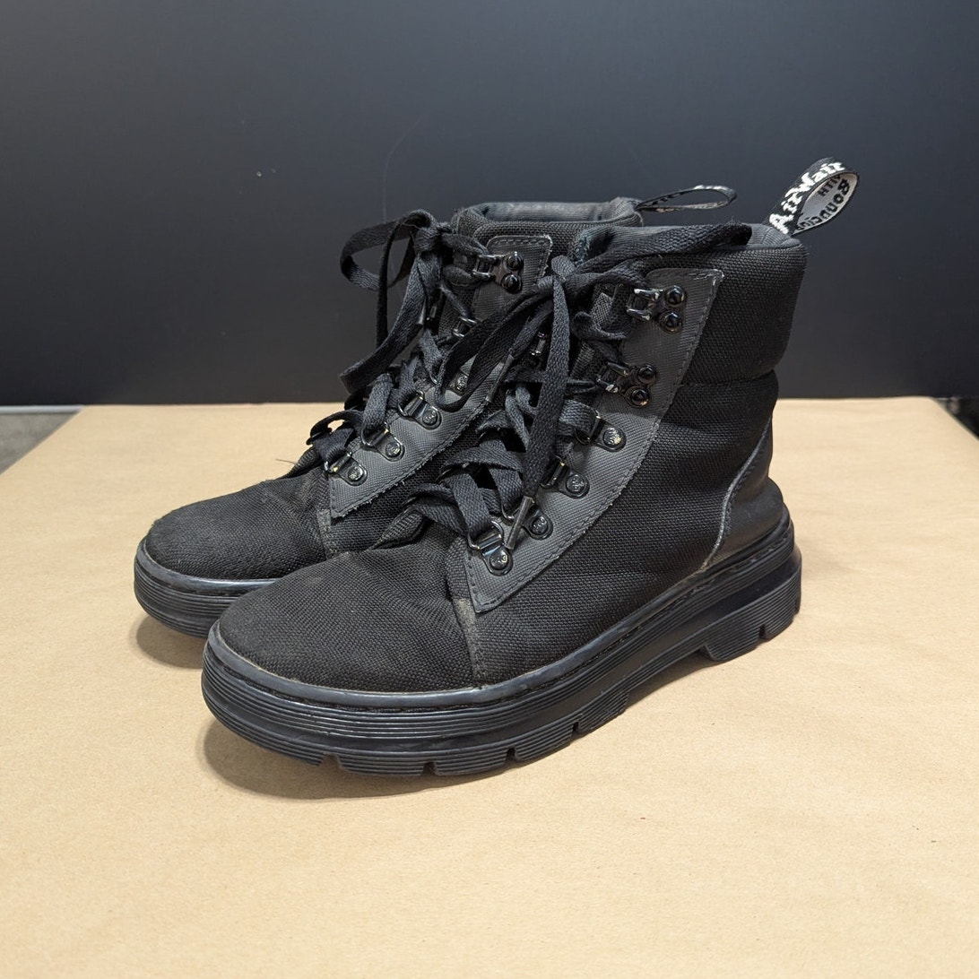 Dr Martens Combs Canvas Combat Boots Black Womens 7 Lace Up Grunge Streetwear